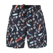 Marcelo Burlon Svarta Hawaii Print Badshorts Black, Herr