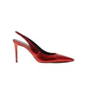 Scarosso Röda Elaphe Slingback Pumps Red, Dam