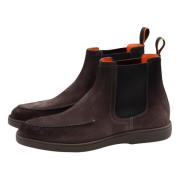 Santoni Mörkgrå Sportiga Chelsea Boots Gray, Herr