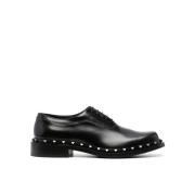 Valentino Garavani Svarta Rockstud Läder Derby Skor Black, Herr