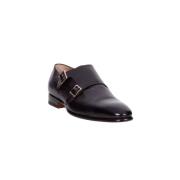 Santoni Svarta läder herrskor med sidospänne Black, Herr