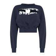 Undercover Cropped sweatshirt med utskärningar Blue, Dam