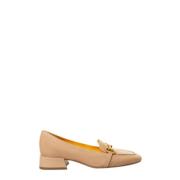 Mara Bini Peach Nappa Leather Loafers med Spänne Beige, Dam