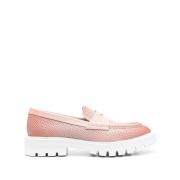 Santoni Läder Penny Loafers Pink, Dam