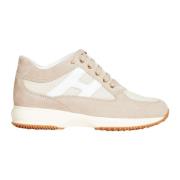 Hogan Beige Suede Interaktiva Sneakers Beige, Dam