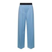 Msgm Wide Trousers Blue, Dam