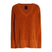 RRD V-Hals Chenille Effekt Stickad Orange, Dam