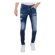 Local Fanatic Stretch Denim with Paint Splash Herr Slim Fit -1074 Blue...