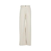 Msgm Wide Trousers Beige, Dam