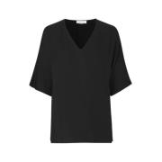 Samsøe Samsøe Stilren Blus Black, Dam