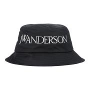 JW Anderson Stilfull svart bucket hatt med logotyp Black, Herr