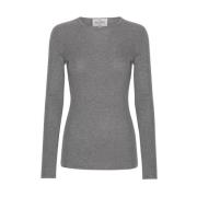 Wuth Silke Cashmere Grå Ribbstickad Blus Gray, Dam