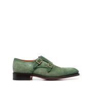 Santoni Stiliga Mocka Dubbel-Spännskor Green, Herr