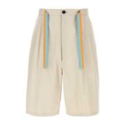 Marcelo Burlon Arena Bomulls Bermuda Shorts Beige, Herr