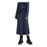 Ahlvar Gallery Satin Bias Cut Midi Kjol Blue, Dam