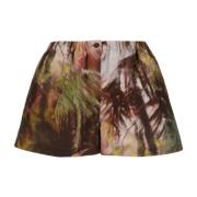 Alanui Tropiska Shorts för Kvinnor Brown, Dam