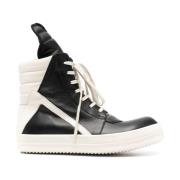 Rick Owens Svarta Läderhöga Sneakers Black, Herr