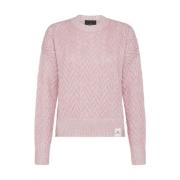 Peuterey Rosa Alpacka Bomullströja med Herringbone Mönster Pink, Dam