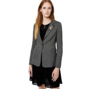 Liu Jo Pied-de-Poule Blazer med Avtagbar Stenbrosch Gray, Dam