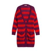 Twinset Randig Maxi Cardigan Red, Dam