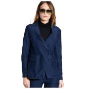 Mason's Denim Effekt Jersey Blazer Blue, Dam