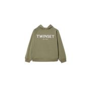 Twinset Bomull Raglan Ärm Hoodie Green, Dam