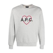 A.p.c. Leon Heart Logo Sweatshirt Gray, Dam