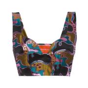 La DoubleJ Glittrig Jacquard Crop Top Multicolor, Dam