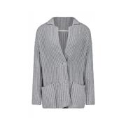 Herzen's Angelegenheit Räfflad Ull-Kashmir Cardigan Gray, Dam