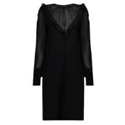 Max Mara Studio Svart V-ringad Knälång Klänning Black, Dam