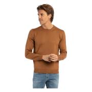 Gran Sasso Slim Fit Merinoull Crewneck Sweater Brown, Herr