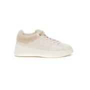 Hogan Beige Sneakers med mjuka linjer och fuskpälsdetaljer Beige, Dam