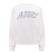 Autry Vit Bomullssweatshirt med Broderad Logotyp White, Dam