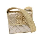 Chanel Vintage Förägande Guld Canvas Chanel Axelväska Yellow, Dam