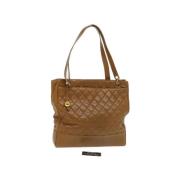 Chanel Vintage Förägande Brun Canvas Chanel Axelväska Brown, Dam