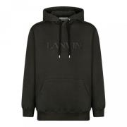 Lanvin Mörkgrön Logo Broderi Hoodie Black, Herr