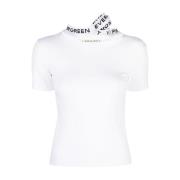 Y/Project Vit Tättsittande T-Shirt med Tre Kragar White, Dam