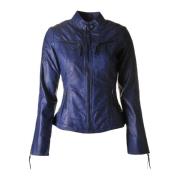 Btfcph Twilight Blue Läder Bikerjacka Blue, Dam