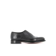 Santoni Svarta Oxford Platta Skor Black, Herr