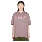 Moncler Logo Print Bomull T-shirt Purple, Dam