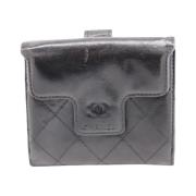 Chanel Vintage Vintage Svart Läderflap Pl?nbok Black, Dam