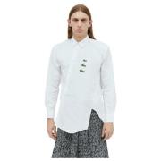 Comme des Garçons Logo Twisted Skjorta i Bomull Poplin White, Herr