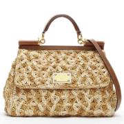 Dolce & Gabbana Pre-owned Pre-owned Raffia crossbodyvskor Beige, Dam