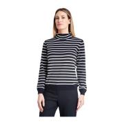 Gran Sasso Randig Turtlenecktröja Blue, Dam