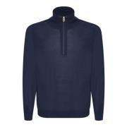 PS By Paul Smith Blå Merinoull Pullover med Hög Hals Blue, Herr