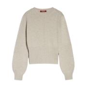 Max Mara Studio Ull och Kashmir Crewneck Tröja Beige, Dam