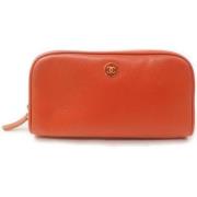 Chanel Vintage Använd koppling, Mycket bra skick Orange, Dam