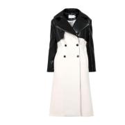 Simona Corsellini Dubbelknäppt läder-look trenchcoat White, Dam