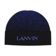 Lanvin Blå Ullhatt med Broderad Logotyp Blue, Dam