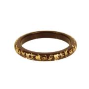 Louis Vuitton Vintage Mörkbrun Guld Harpiks Paljett Armband Brown, Dam